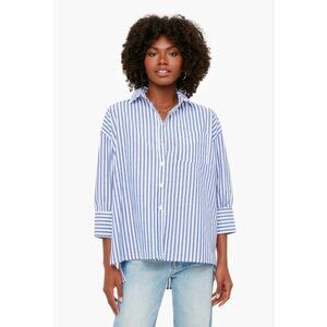 Tuckernuck Pomander Place Denim Stripe Adair Boyfriend Shirt Navy Size XL